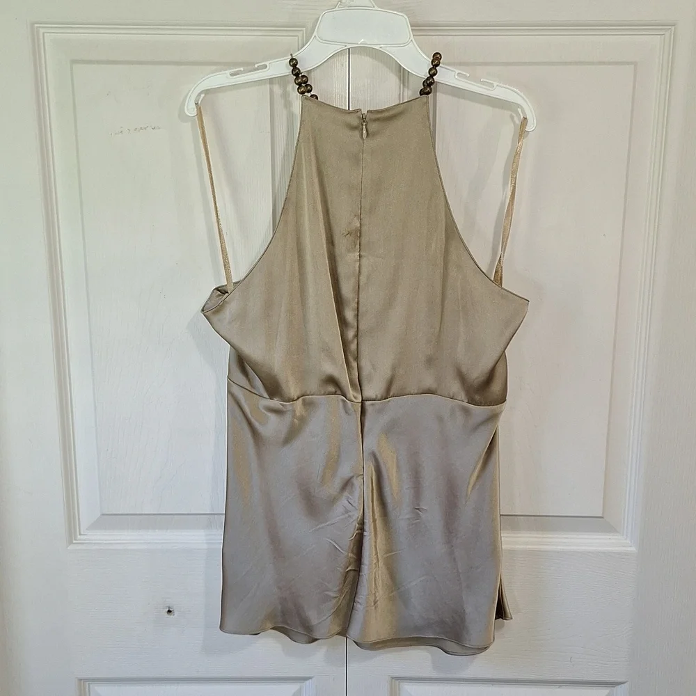 Michael Kors silk sleeveless blouse - 12 - gold/bronze beads - Picture 4 of 10